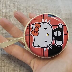 HELLO KITTY PLAID Round Tin Coin Purse